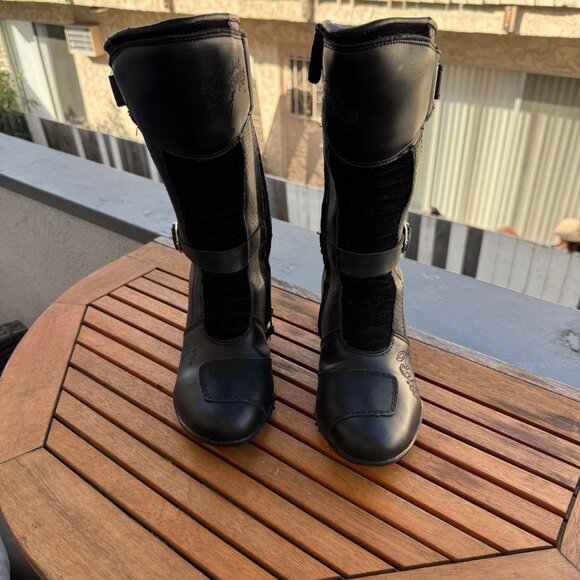 Joe Rocket Heartbreaker Motorcycle Riding Boots With Buckle Strap & Side Zippers - Picture 3 of 10